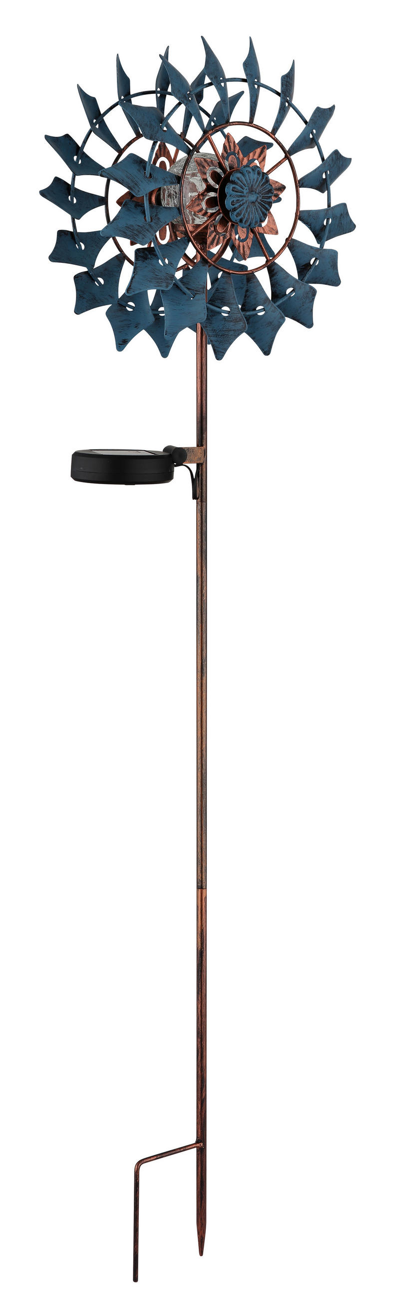 SOLÁRNÍ SVÍTIDLO 22,5/11,5/92 cm - modrá/čiré, Design, kov/sklo (22,5/11,5/92cm) - Globo
