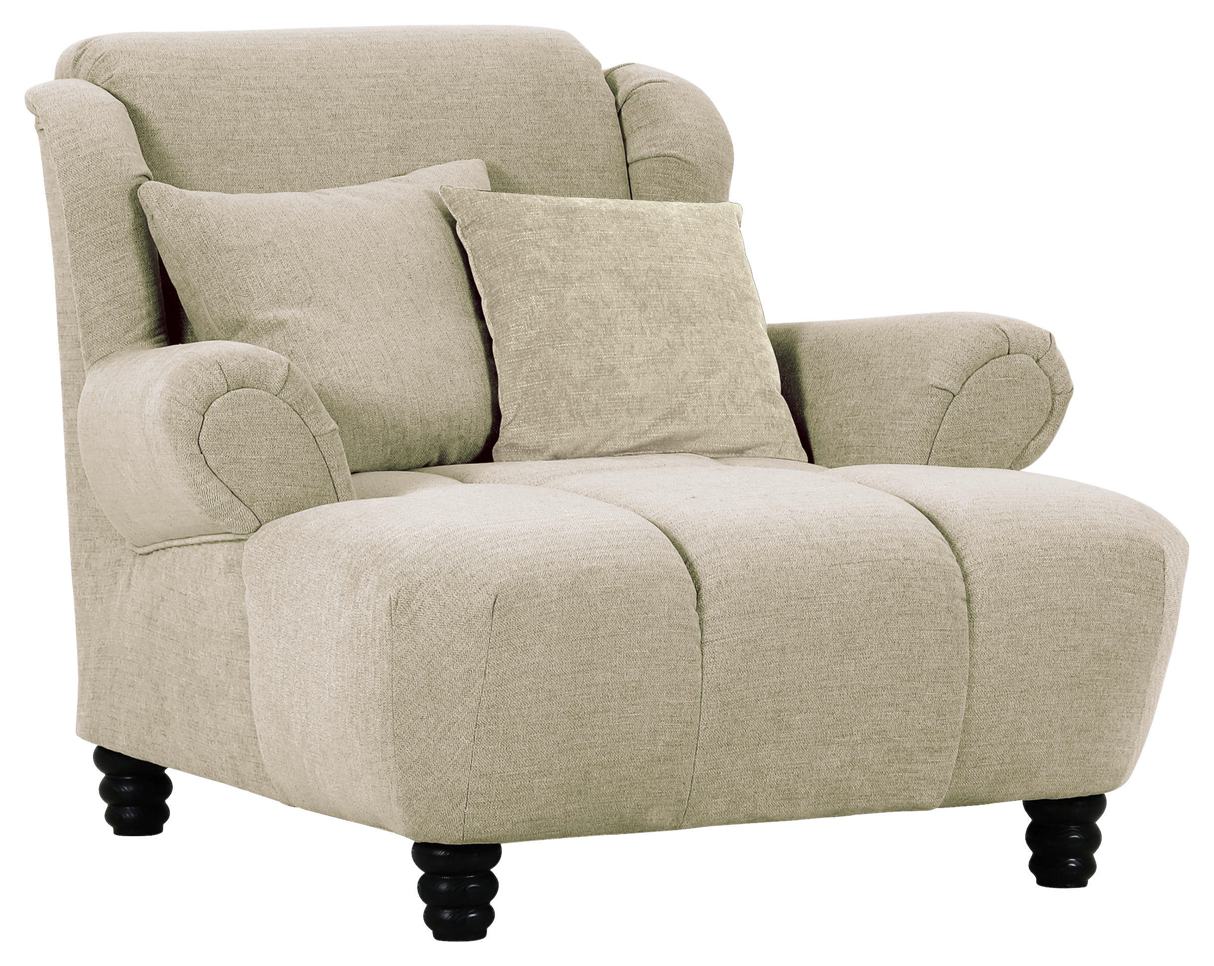 XXL-SESSEL Flachgewebe Beige - Beige/Schwarz, KONVENTIONELL, Holz/Textil (125/100/140cm) - Carryhome