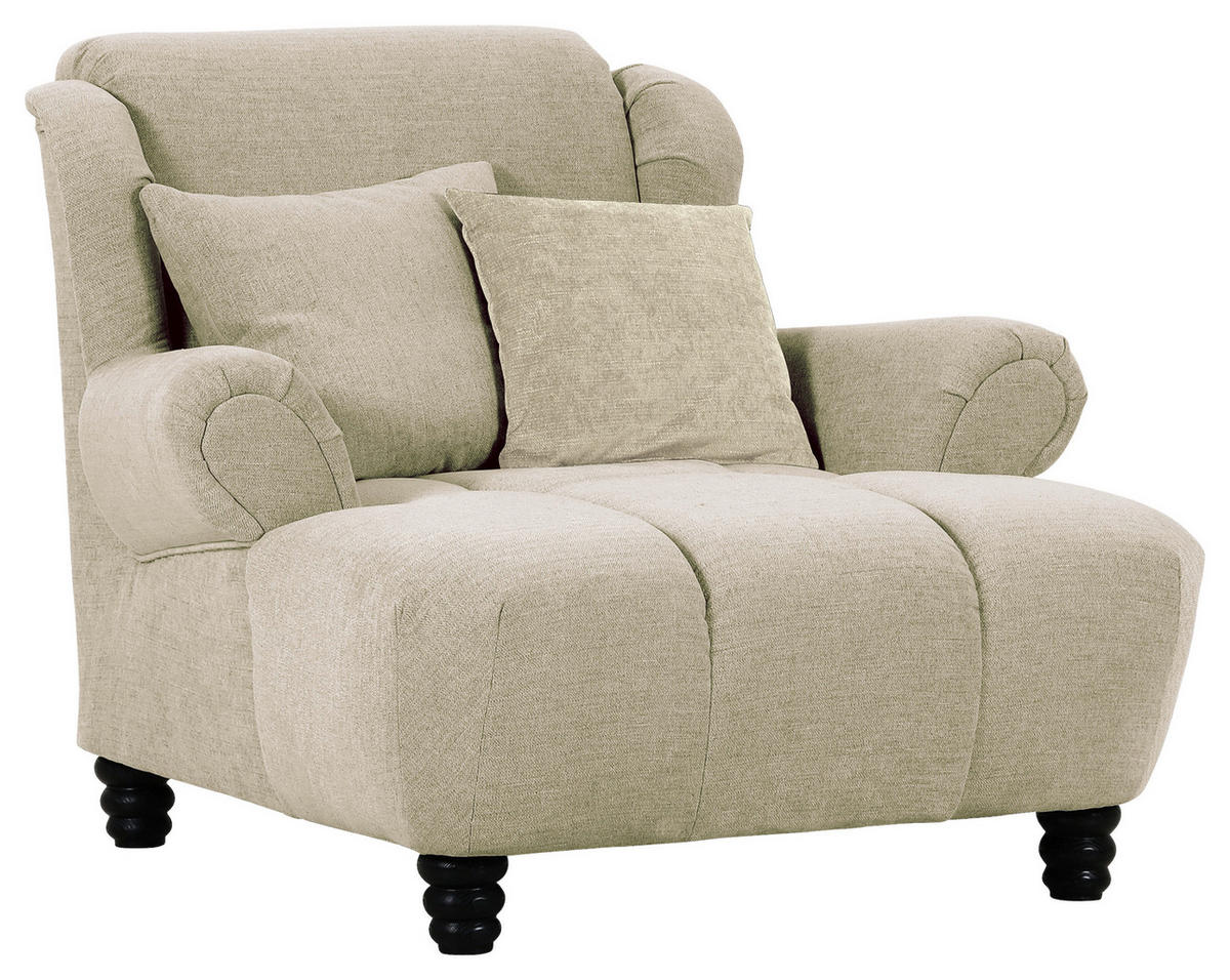 XXL-SESSEL in Flachgewebe Beige  - Beige/Schwarz, Konventionell, Holz/Textil (125/100/140cm) - Carryhome