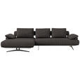 ECKSOFA  in Chenille Dunkelbraun  168/334 cm  - Dunkelbraun/Schwarz, Design, Textil/Metall (168/334cm) - Dieter Knoll