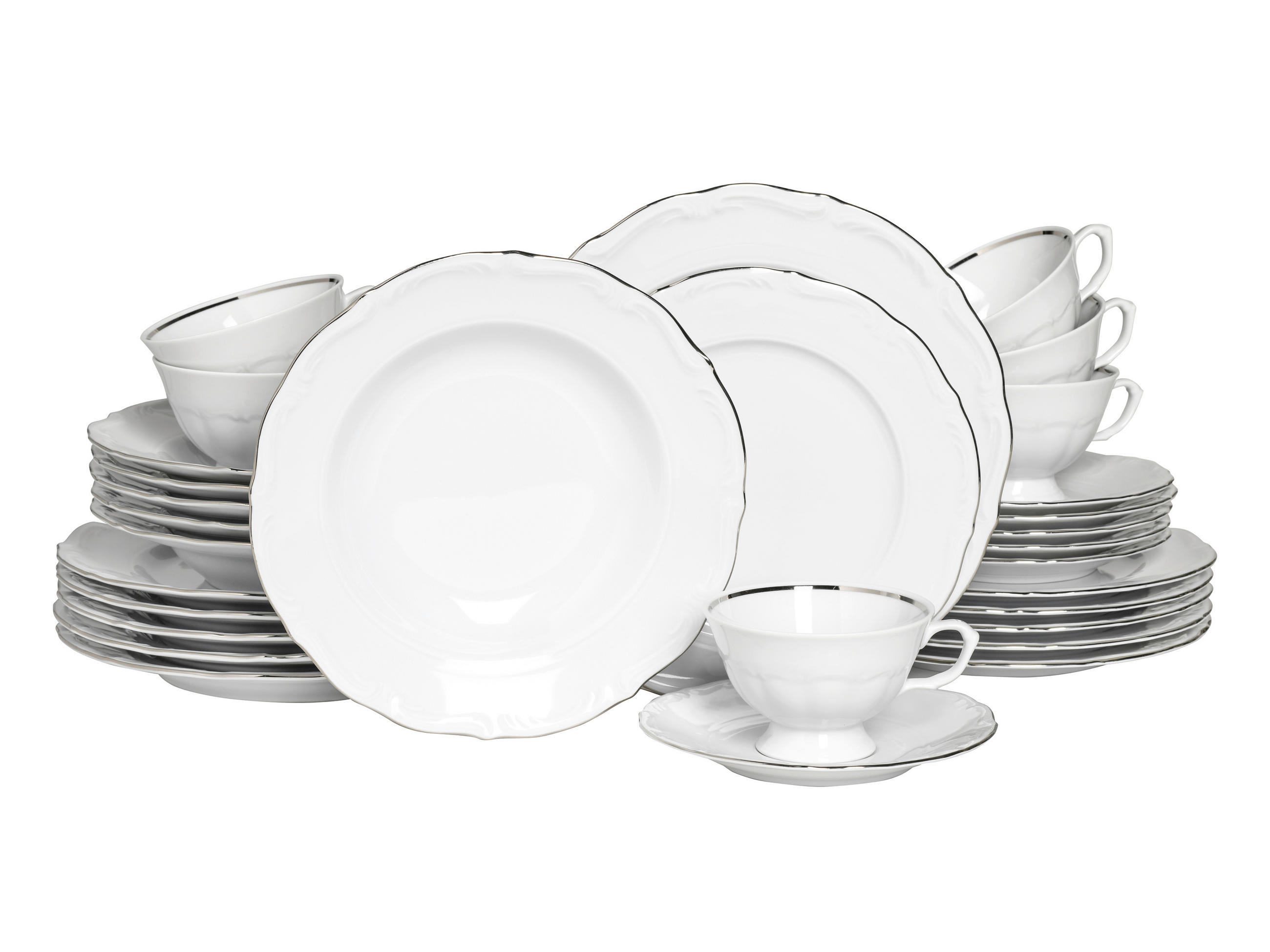 KOMBISERVICE Weiß, Platinfarben Maria Theresia Platin 30-teilig 6 Personen  - Platinfarben/Weiß, Basics, Keramik (44/28/33cm) - Creatable