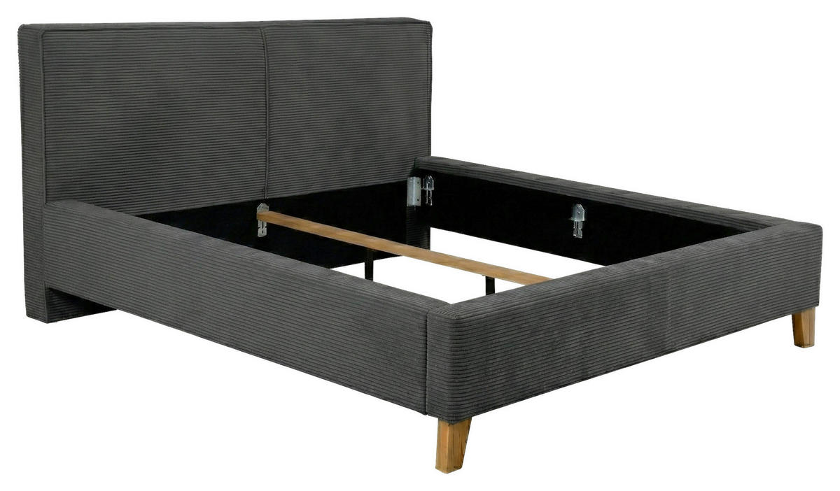 POLSTERBETT Anthrazit 140/200 cm  - Eichefarben/Anthrazit, MODERN, Holz/Textil (140/200cm) - MID.YOU