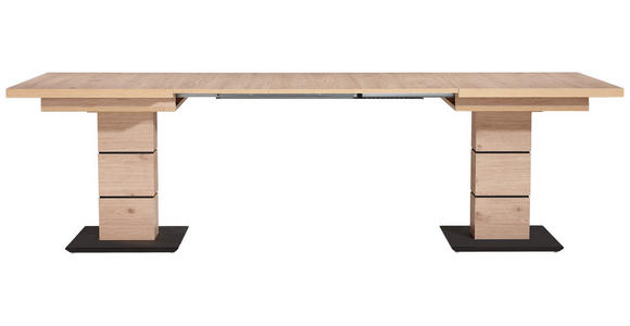 ESSTISCH in Holzwerkstoff 140-220/90/75 cm  - Eichefarben/Schwarz, Design, Holzwerkstoff (140-220/90/75cm) - Dieter Knoll
