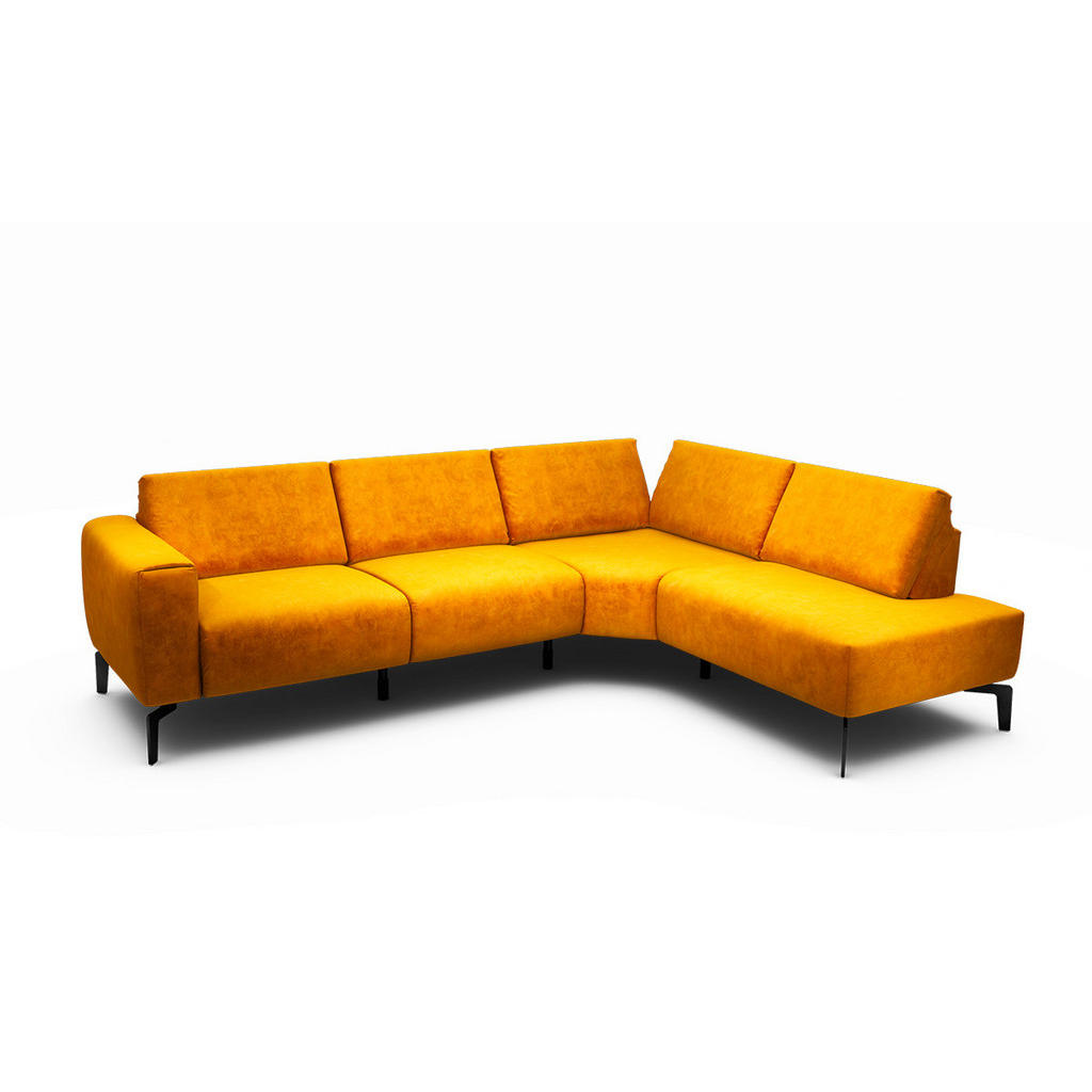 Thumbnail - Sensoo Ecksofa Cosy, Gelb, Textil, 5-Sitzer, Ottomane rechts, L-Form, 256x193 cm, Stoffauswahl, Armteil links, rechts, W...