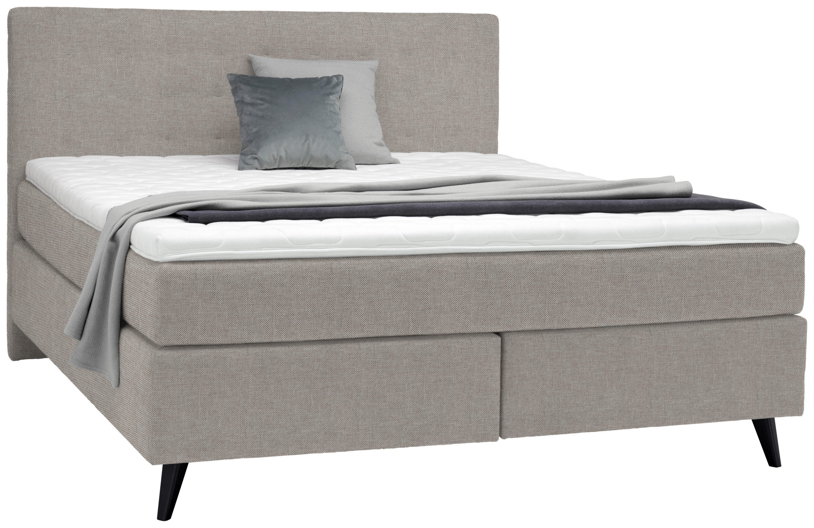 BOXSPRINGBETT 180/200 cm  in Greige  - Greige/Schwarz, Konventionell, Holz/Textil (180/200cm) - Voleo