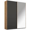 SCHWEBETÜRENSCHRANK Graphitfarben, Eichefarben  - Eichefarben/Graphitfarben, Trend, Glas/Holzwerkstoff (151/223/68cm) - Stylife