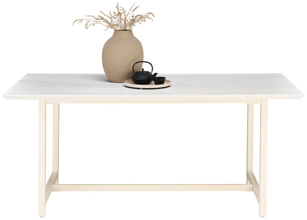 ESSTISCH 180/90/76 cm teilmassiv  Holz, Metall, Holzwerkstoff rechteckig Weiß, Eschefarben  - Eschefarben/Weiß, MODERN, Holz/Holzwerkstoff (180/90/76cm) - Lomoco