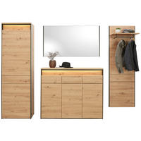 GARDEROBE 4-teilig  in 248/200/38 cm  - Schwarz/Eiche Artisan, KONVENTIONELL, Glas/Holzwerkstoff (248/200/38cm) - Voleo