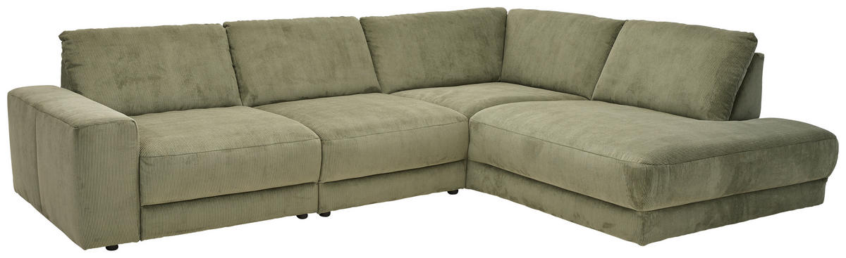 ECKSOFA in Feincord Waldgrün  316/242 cm  - Waldgrün/Schwarz, Design, Kunststoff/Textil (316/242cm) - Niels Andersson