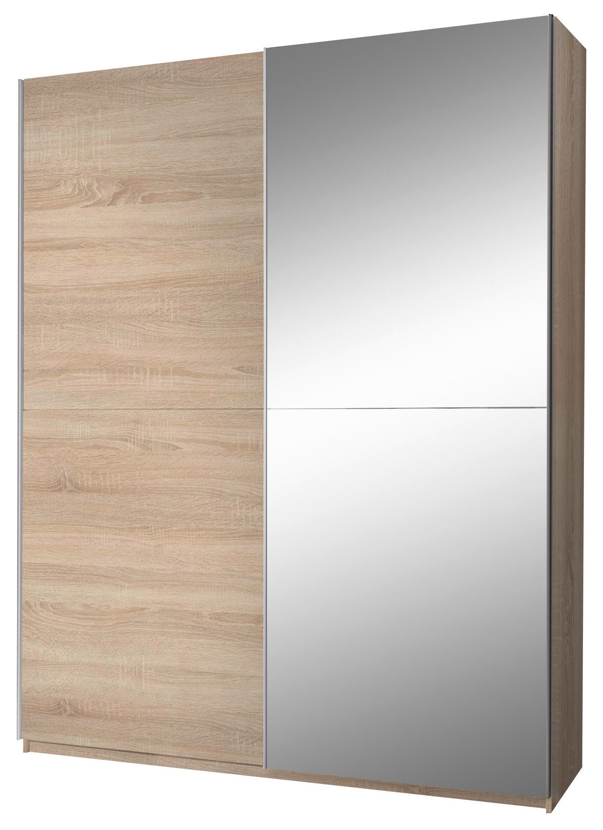 OMARA Z DRSNIMI VRATI, prozorno, barve hrasta  - barve hrasta/barve aluminija, Design, steklo (170/195/59cm) - P & B