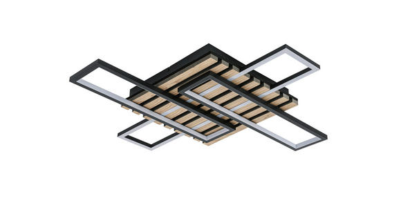 LED-DECKENLEUCHTE 73,5/66,5/7,5 cm - Eichefarben/Schwarz, Natur, Holzwerkstoff/Kunststoff (73,5/66,5/7,5cm) - Novel