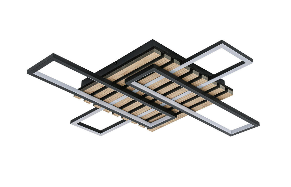 LED-DECKENLEUCHTE 33 W    73,5/66,5/7,5 cm  - Eichefarben/Schwarz, Natur, Holzwerkstoff/Kunststoff (73,5/66,5/7,5cm) - Novel