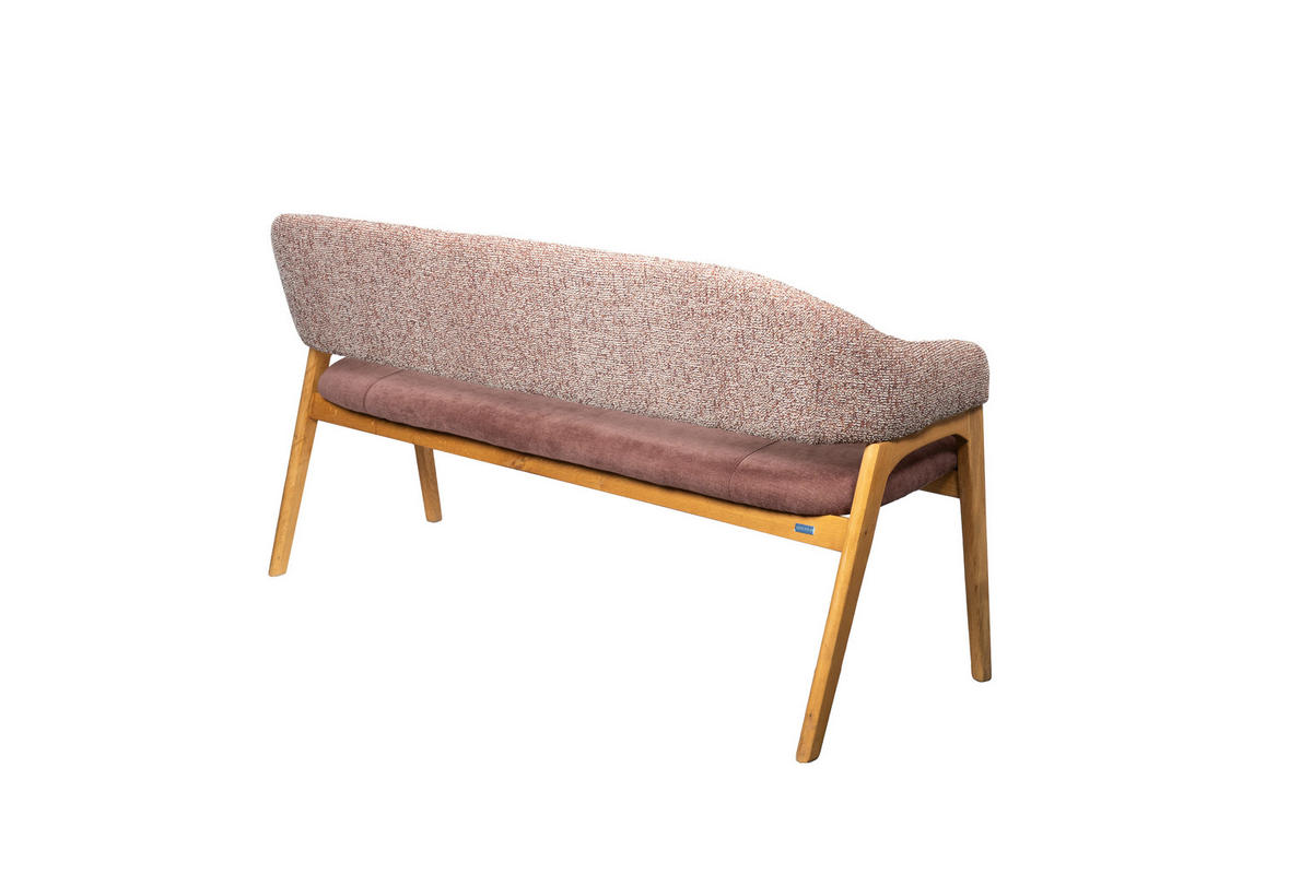 SITZBANK 168/84/56 cm Batist, Bouclé Rot Holz  - Eichefarben/Rot, KONVENTIONELL, Holz/Textil (168/84/56cm) - Linea Natura
