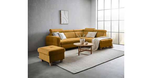 ECKSOFA in Samt Senfgelb  - Senfgelb, Design, Holz/Textil (261/206cm) - Venda