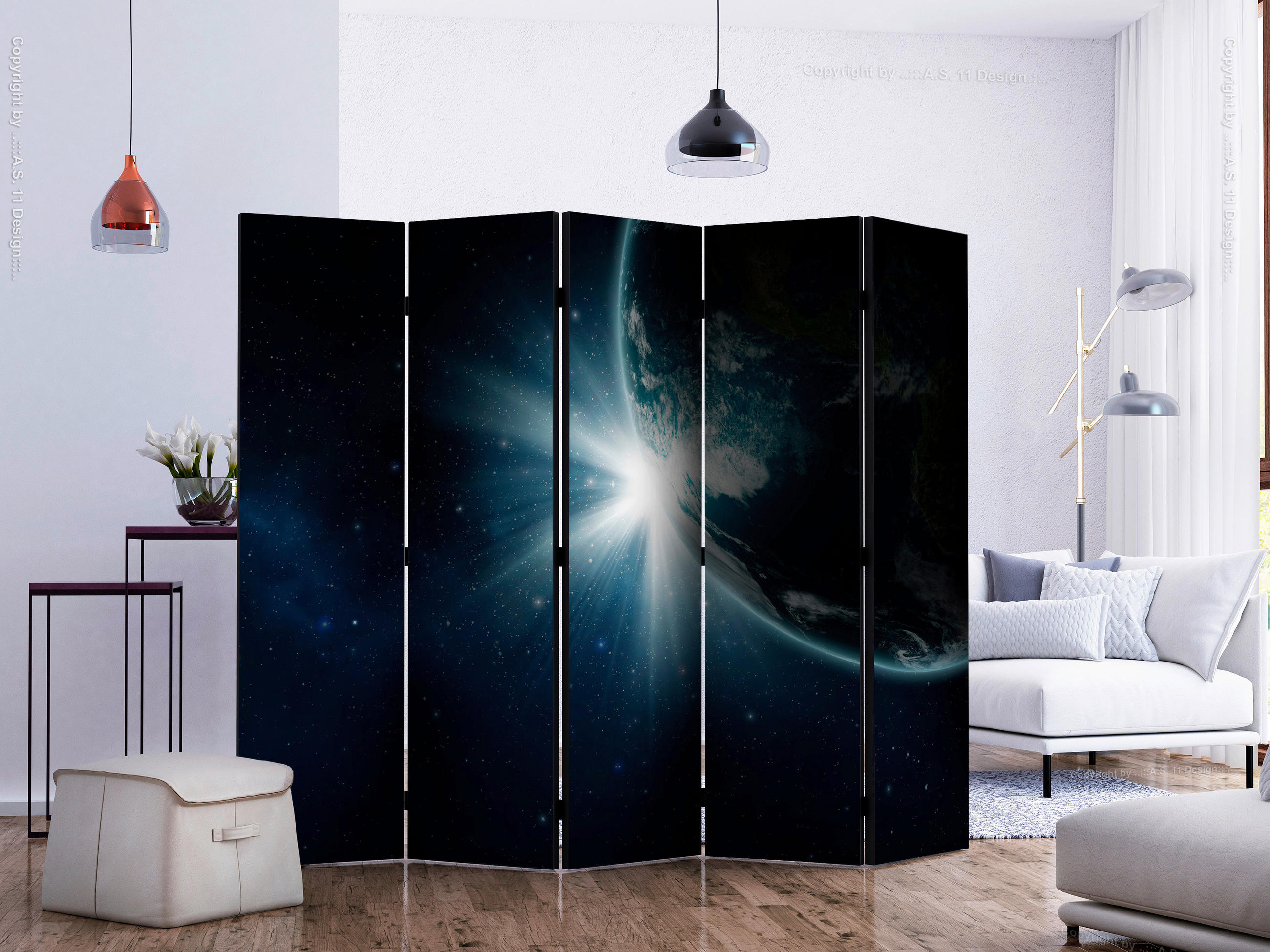 artgeist Paravent Blau, Schwarz 225x172x3 cm
