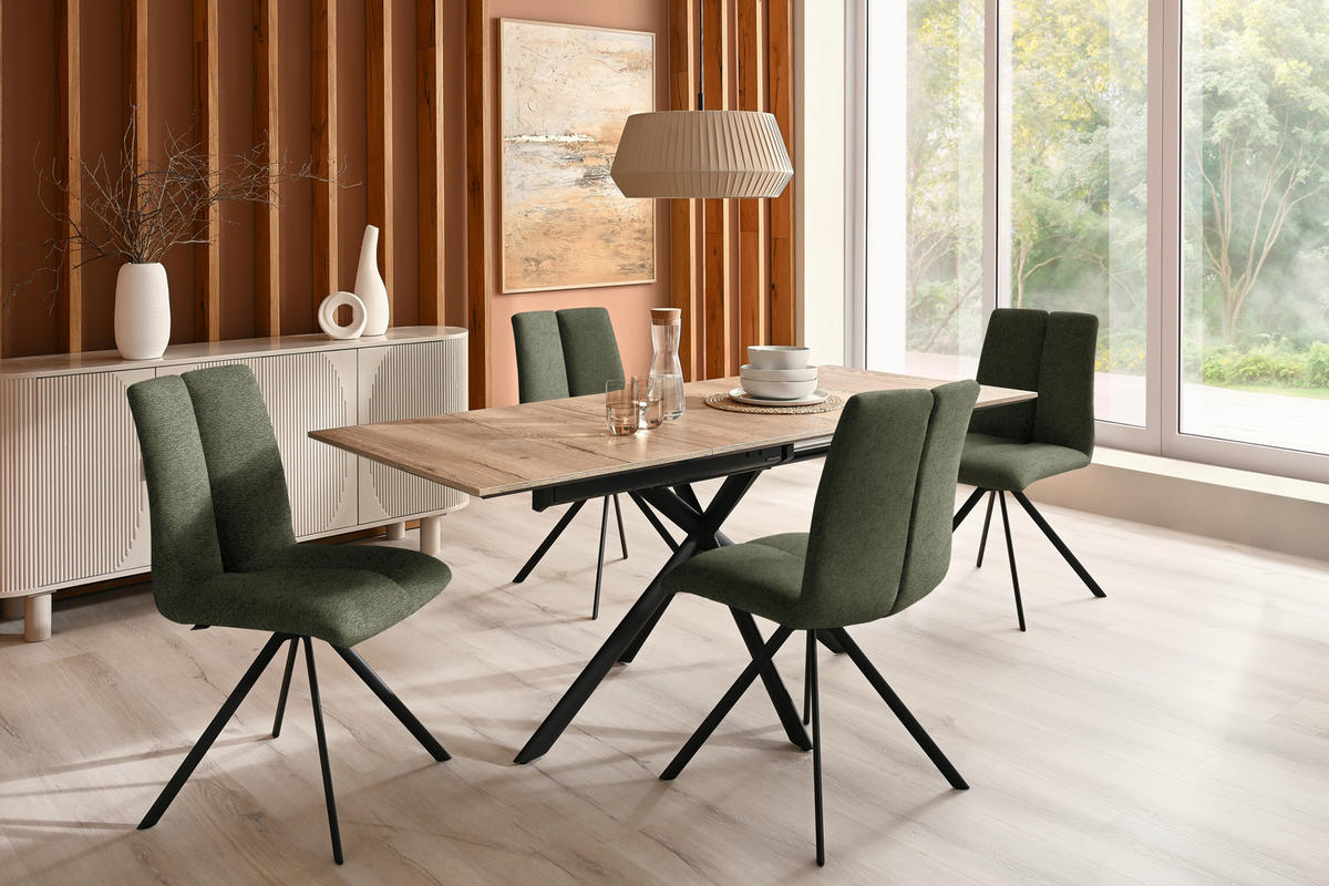 STUHL  Stoffauswahl Webstoff  - Pastellgrün/Anthrazit, Design, Textil/Metall (50/92/64cm) - Venjakob