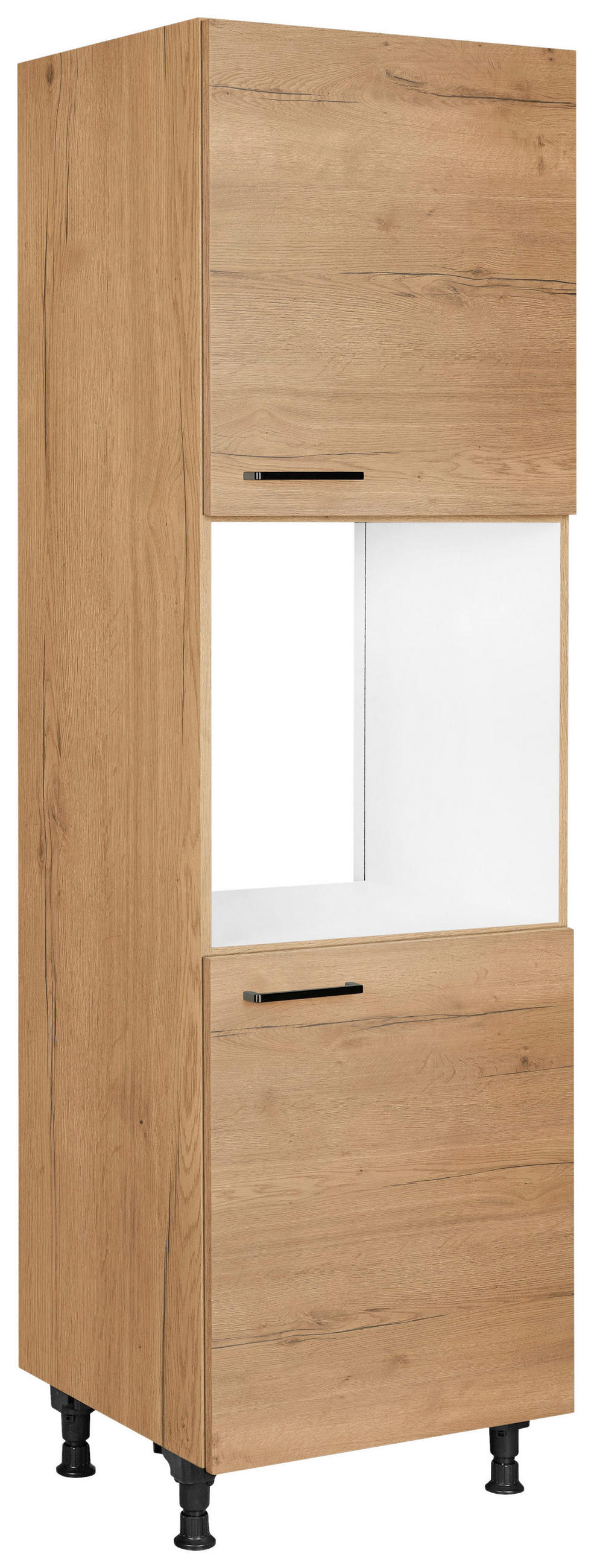 GERÄTEUMBAUSCHRANK 60/216,6/58 cm  Eichefarben  - Eichefarben/Schwarz, Modern, Holzwerkstoff/Metall (60/216,6/58cm) - Nobilia