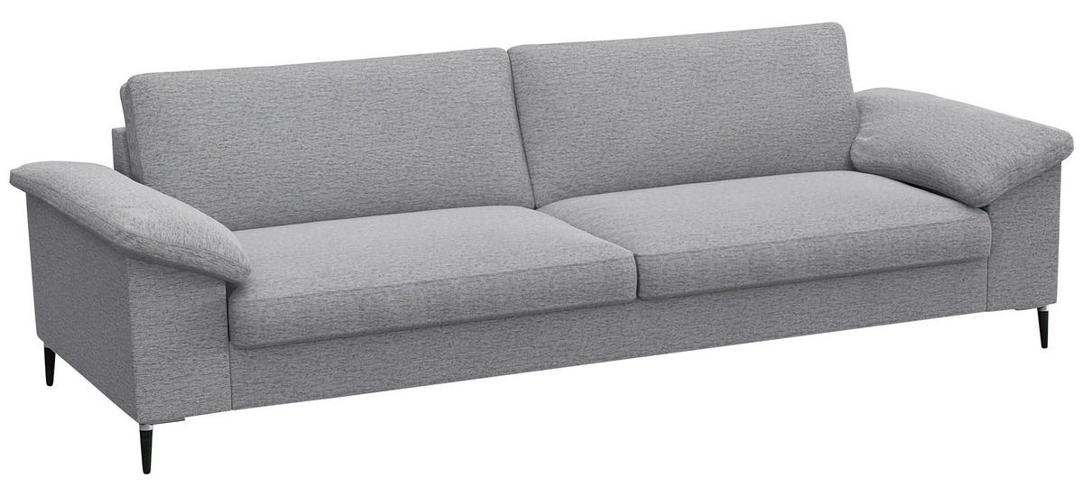 3-SITZER-SOFA Flachgewebe Hellgrau  - Hellgrau/Alufarben, Design, Textil/Metall (241/84,5/92cm) - Livetastic