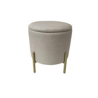 HOCKER Samt Creme  - Goldfarben/Creme, Design, Textil/Metall (36/40/36cm) - Echtwerk