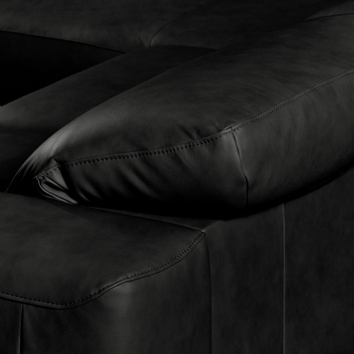 ECKSOFA  in Echtleder Schwarz  187/295 cm  - Schwarz, Design, Leder/Metall (187/295cm) - Livetastic
