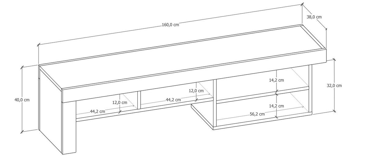 LOWBOARD  in 160/40/38 cm  - Walnussfarben, Design, Holzwerkstoff (160/40/38cm) - MID.YOU
