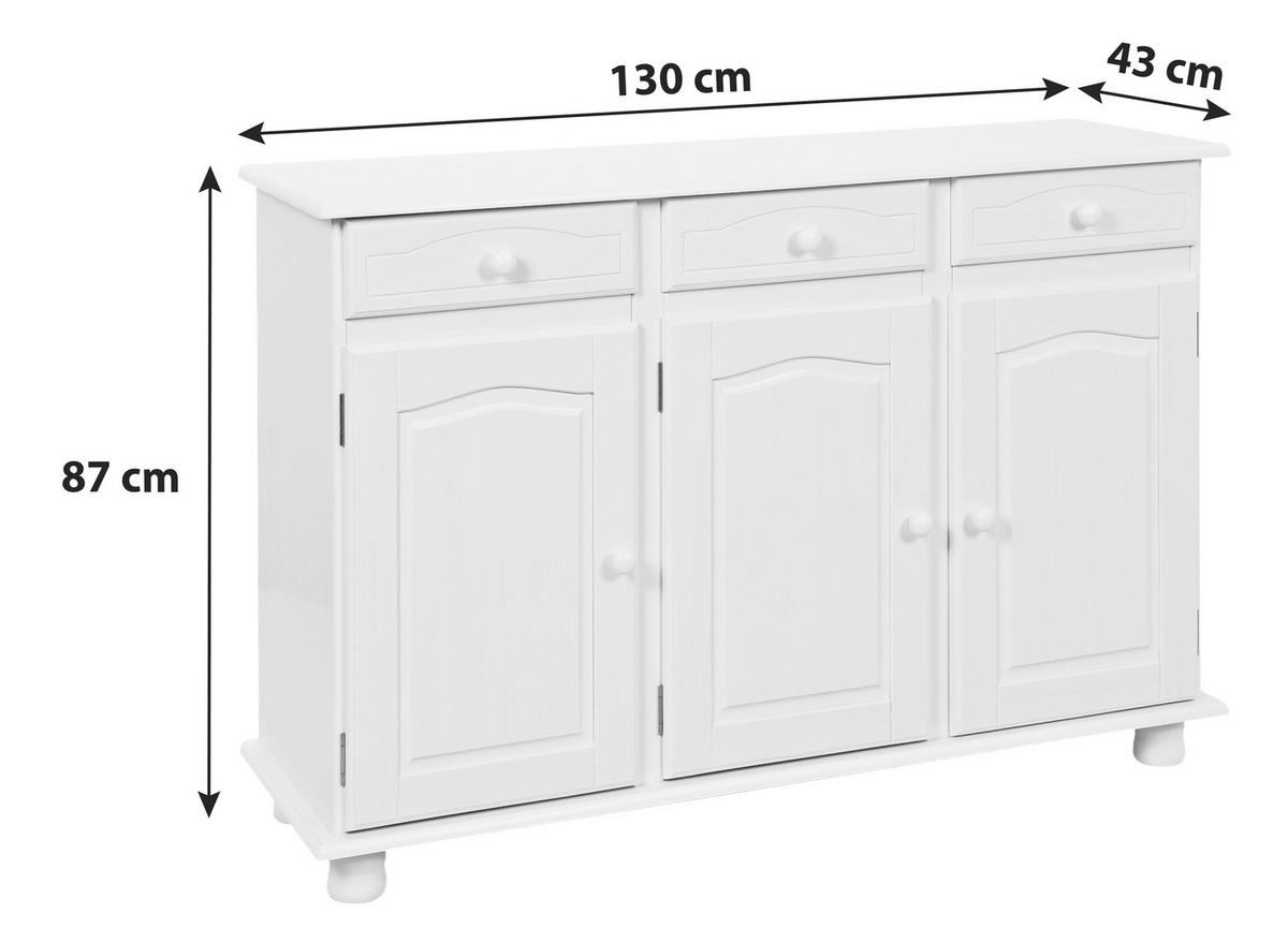 BYRÅ 130/87/43 cm  - vit, Lifestyle, trä (130/87/43cm) - Livetastic