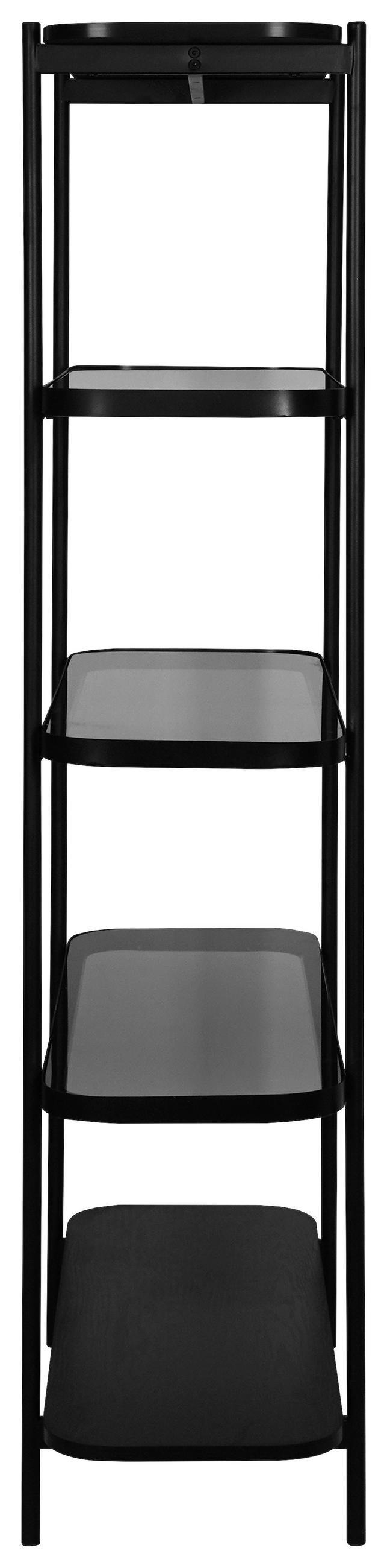 POLC 90/155/34 cm szürke, fekete  - fekete/szürke, Trend, faalapú anyag/Üveg (90/155/34cm) - Xora