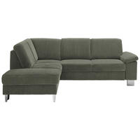 ECKSOFA in Cord Olivgrün  - Edelstahlfarben/Olivgrün, Konventionell, Textil/Metall (200/248cm) - Beldomo System