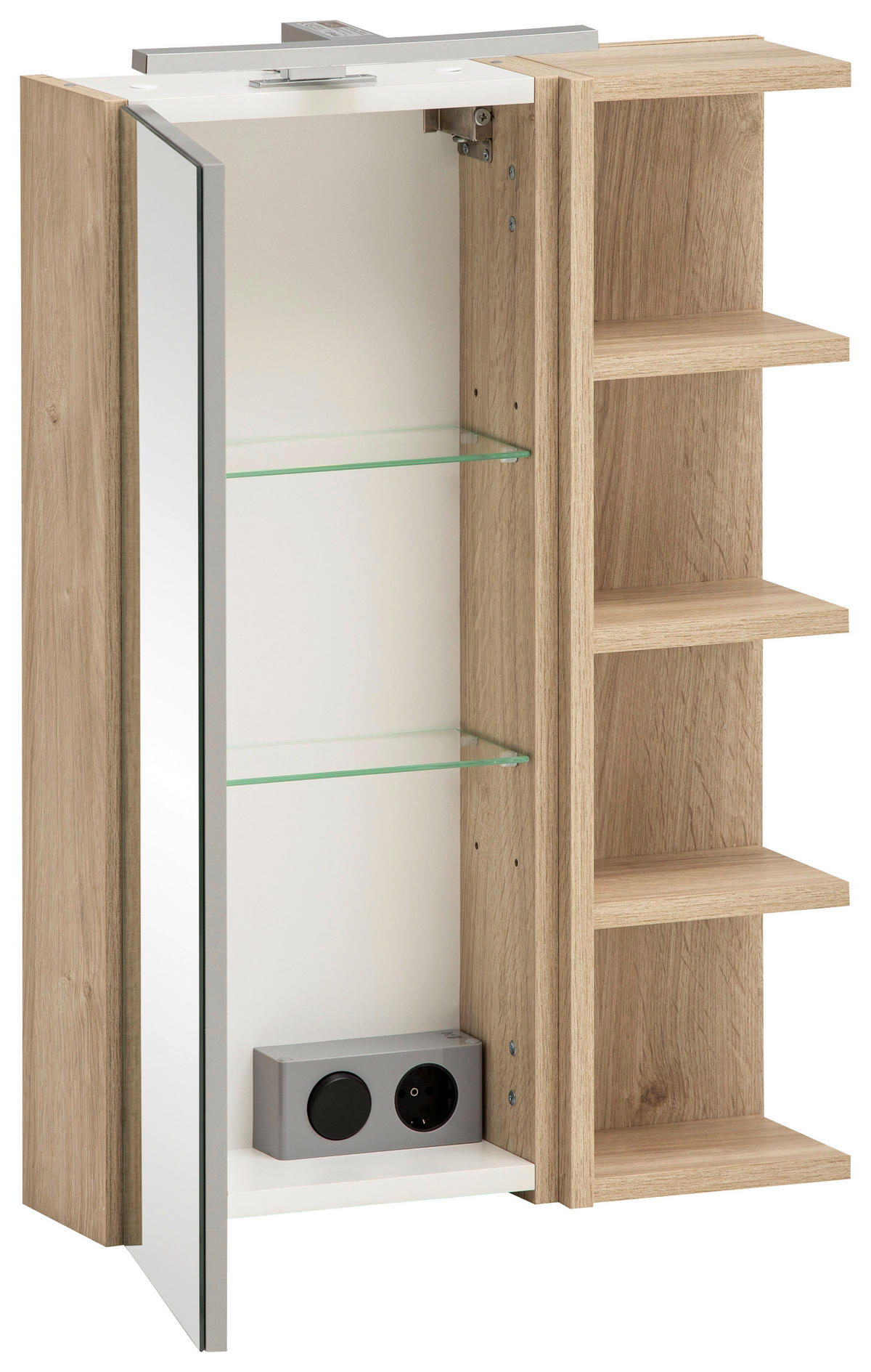 SPIEGELSCHRANK 49,7/74,8/16 cm  - Eichefarben, MODERN, Glas/Holzwerkstoff (49,7/74,8/16cm) - Stylife