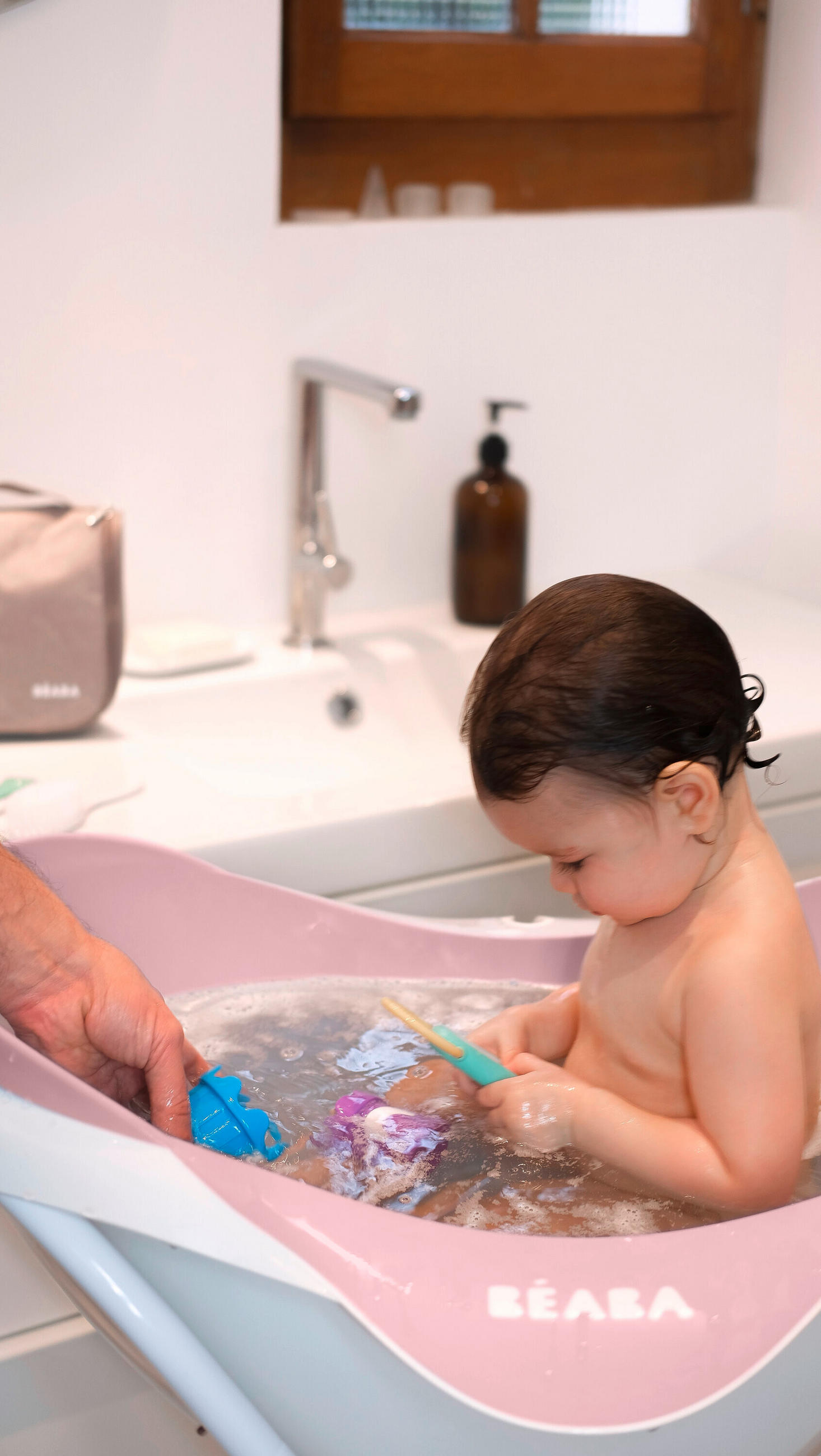 BABYBADEWANNE  - Altrosa/Weiß, Basics, Kunststoff (82/55/29cm) - Beaba