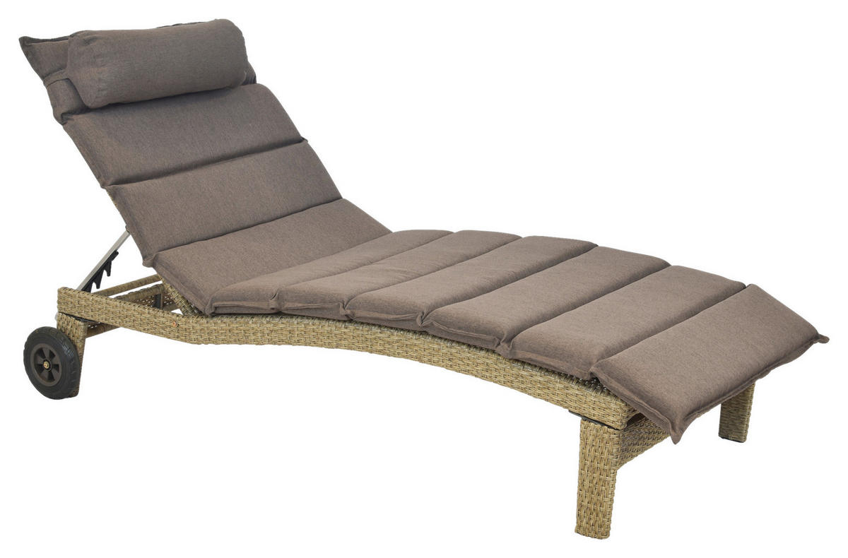 GARTENLIEGE 90/100/208 cm  - Beige/Naturfarben, MODERN, Textil/Metall (90/100/208cm) - Gardenson