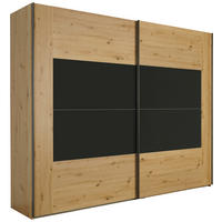 SCHWEBETÜRENSCHRANK 271/223/69 cm,  in Eichefarben, Dunkelgrau, 2 Tür(en)  - Eichefarben/Dunkelgrau, KONVENTIONELL, Glas/Holzwerkstoff (271/223/69cm) - Xora
