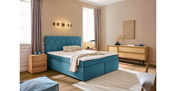 BOXSPRINGBETT 180/200 cm in Hellblau - Schwarz/Hellblau, Design, Kunststoff/Textil (180/200cm) - Xora