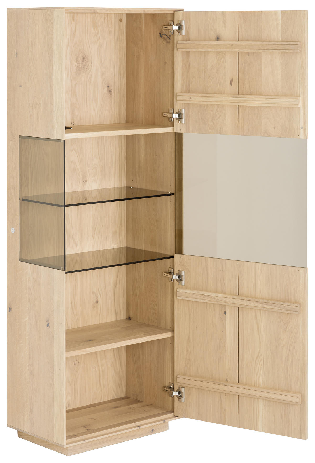 VITRINE  in massiv Asteiche Eichefarben - Eichefarben, Natur, Glas/Holz (60/166,6/36cm) - Anrei