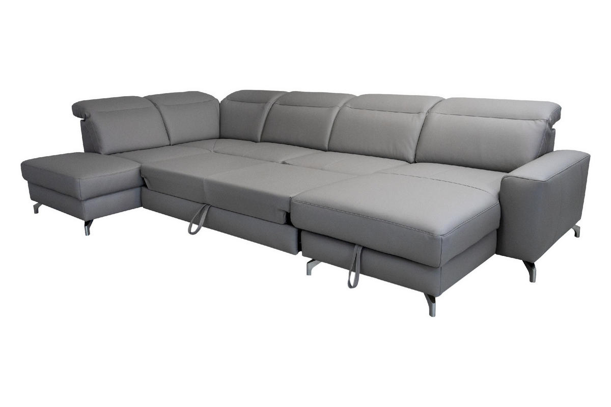 SAROKGARNITÚRA bőr taupe  - taupe, Basics, bőr/fém (217/371/173cm) - Andante
