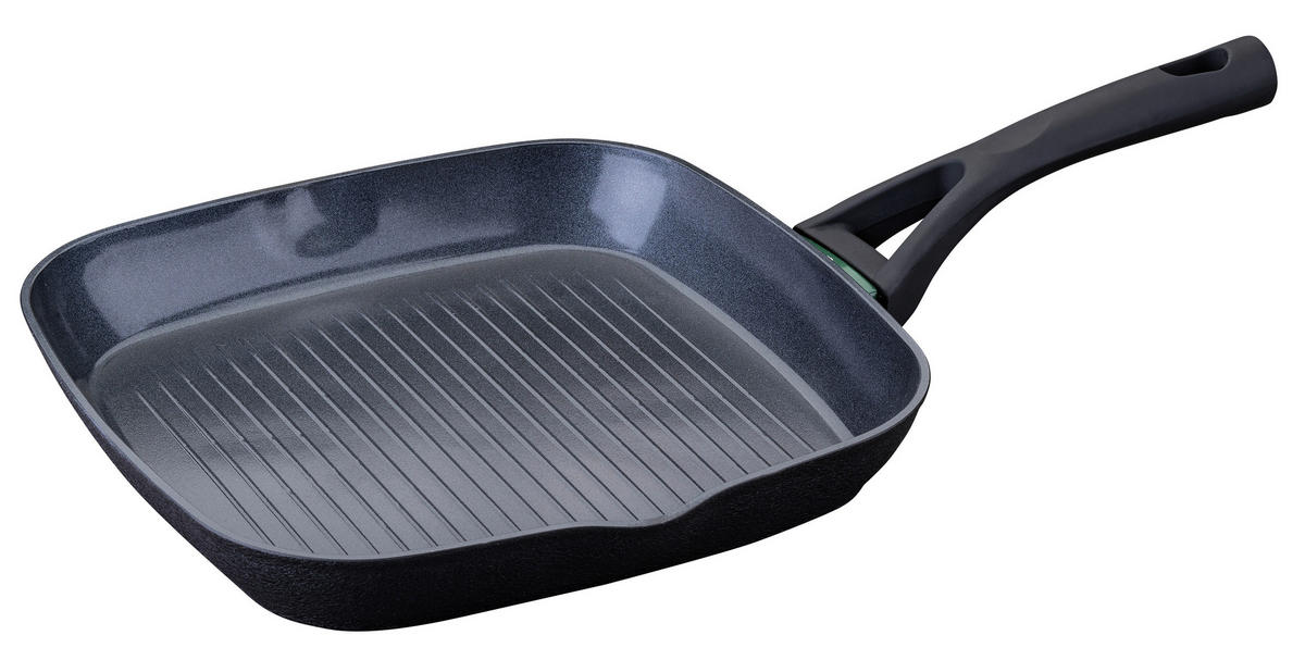 GRILLPFANNE Hamburg Keramikbeschichtung 28 cm  - Schwarz/Grün, Basics, Metall (28cm) - Chefkoch+Fackelmann