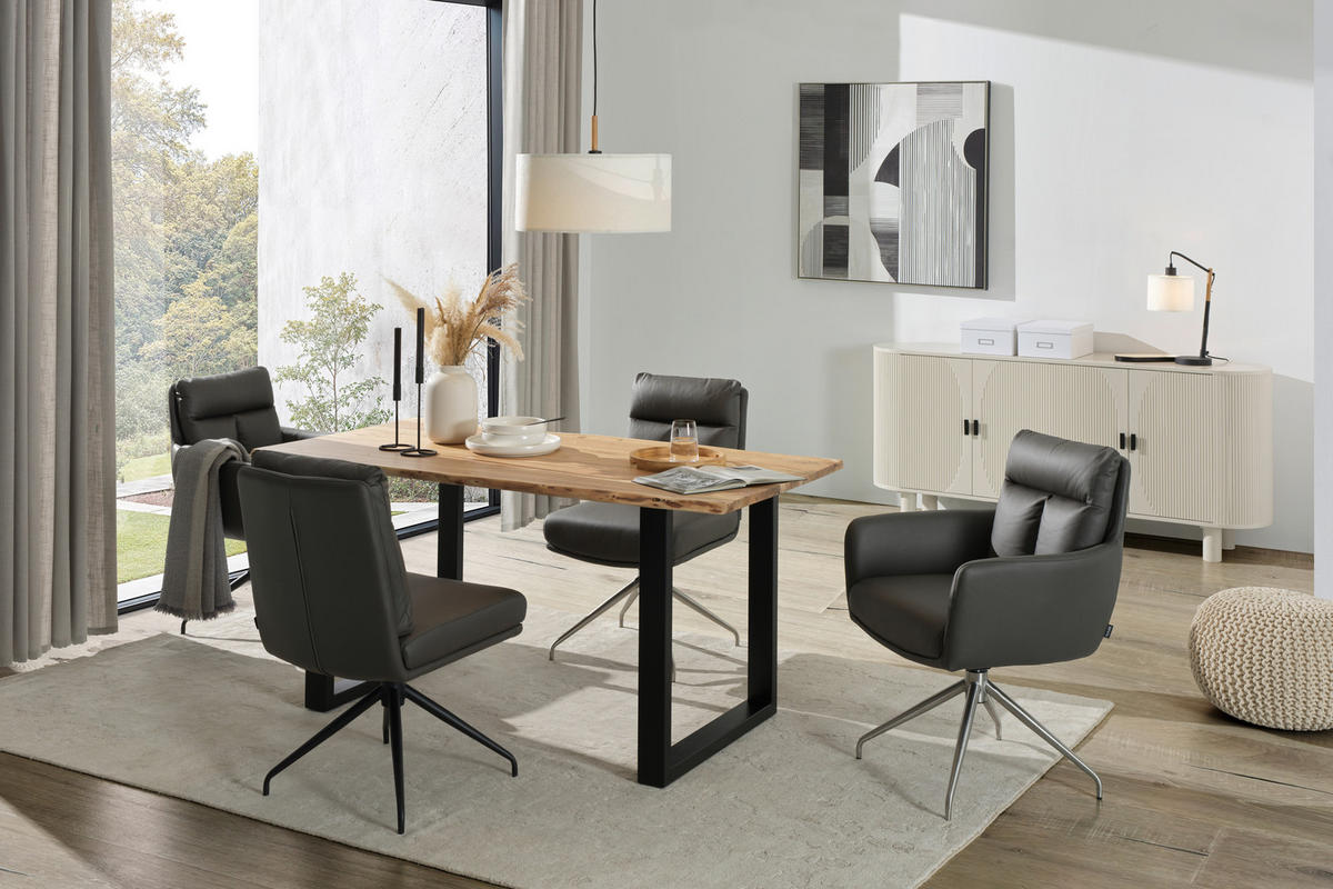 STUHL - Edelstahlfarben/Grau, Design, Textil/Metall (51,5/89,5/65cm) - Novel