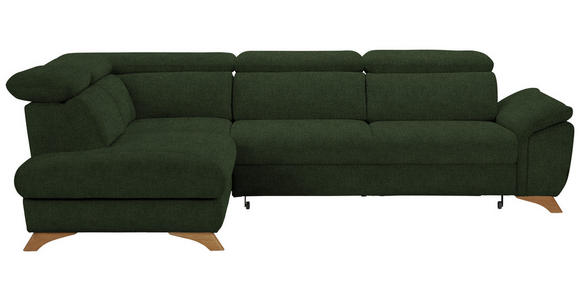 ECKSOFA MERCURY Olivgrün Flachgewebe - Eichefarben/Olivgrün, MODERN, Holz/Textil (212/287cm) - Valnatura