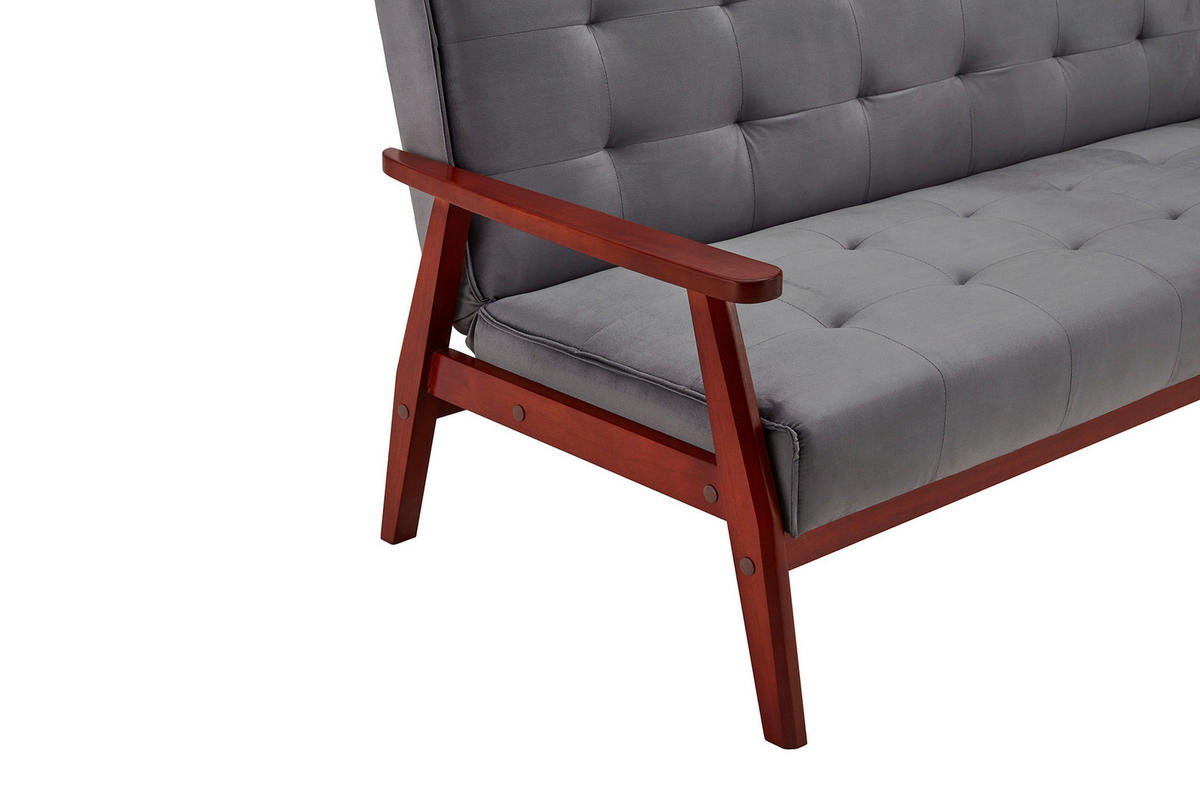 SCHLAFSOFA in Samt Kirschbaumfarben, Dunkelgrau  - Kirschbaumfarben/Dunkelgrau, MODERN, Holz/Textil (190/81/85cm) - Livetastic