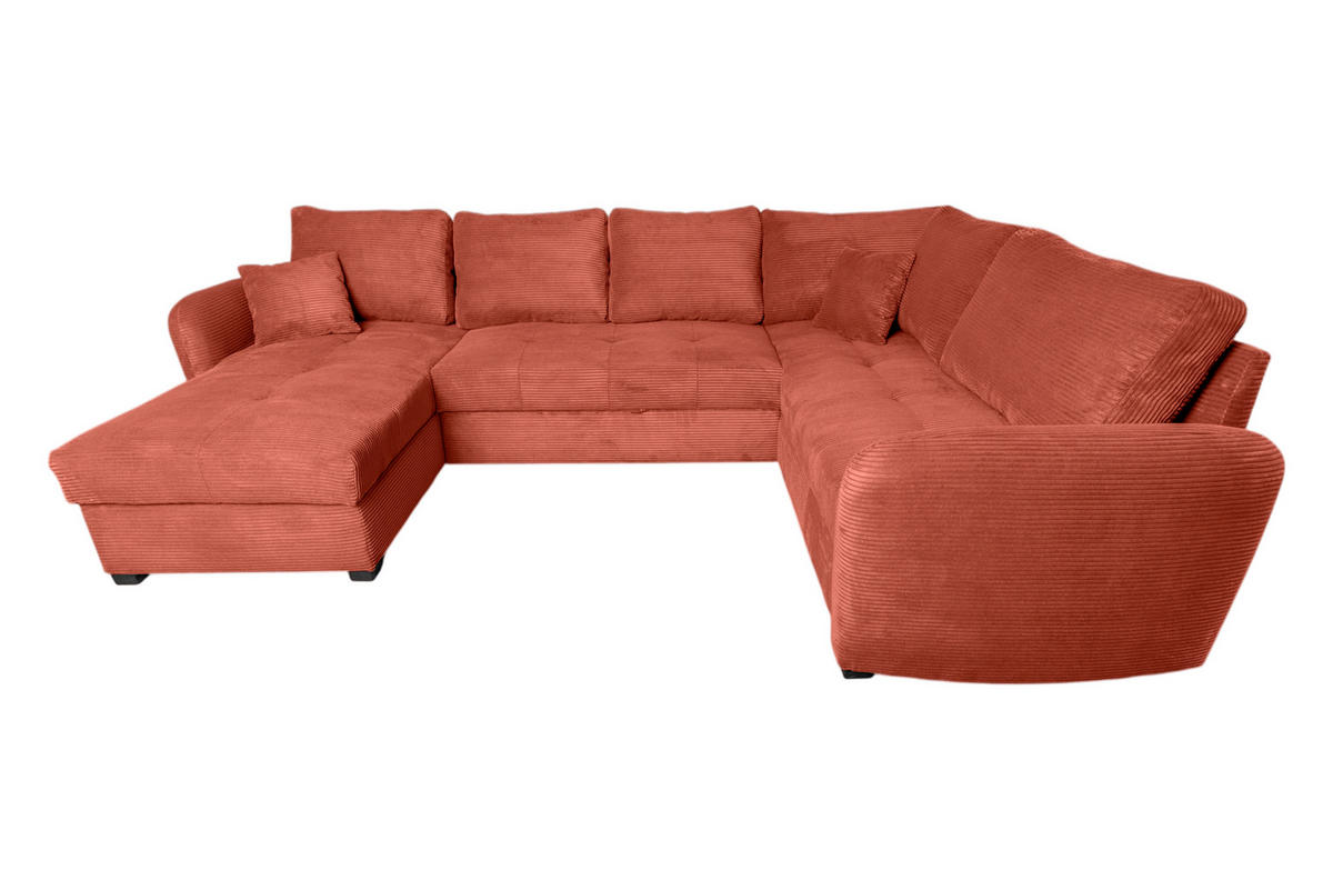 WOHNLANDSCHAFT SORINA Orange Cord  - Schwarz/Orange, Design, Kunststoff/Textil (157/305/202cm) - MID.YOU