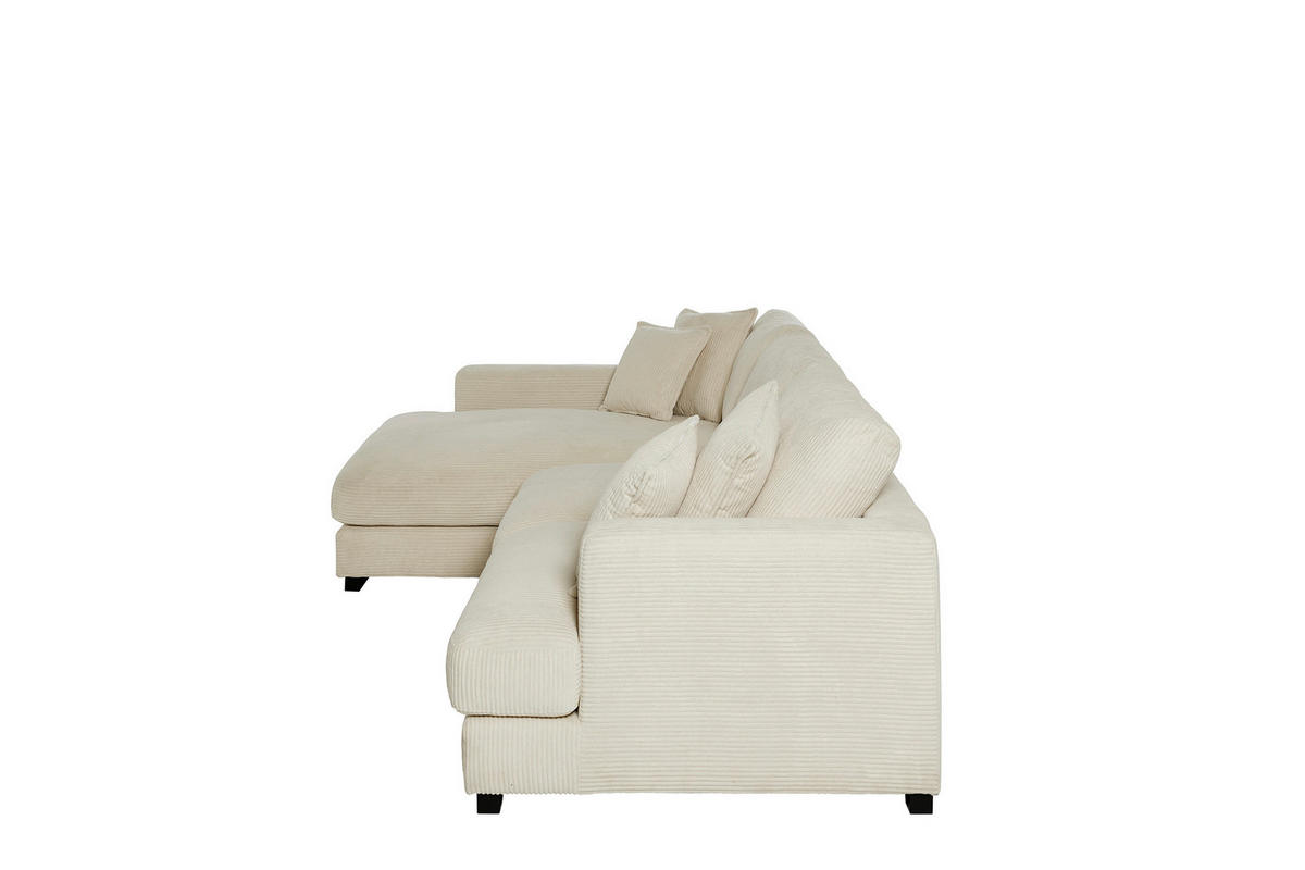 ECKSOFA  RELAX ASPEN CORNER M-L EU Weiß, Ecru Cord  - Ecru/Schwarz, MODERN, Holz/Textil (271/166cm) - Livetastic