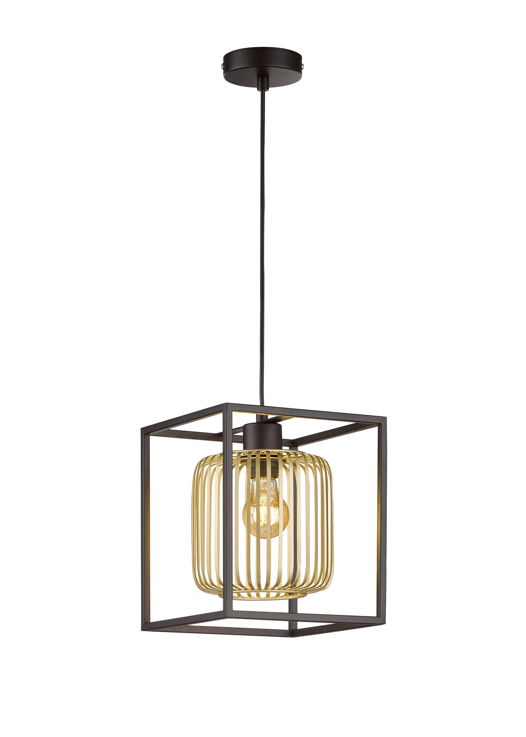 HÄNGELEUCHTE 23/23/160 cm    - Goldfarben/Schwarz, Konventionell, Metall (23/23/160cm) - Fischer & Honsel