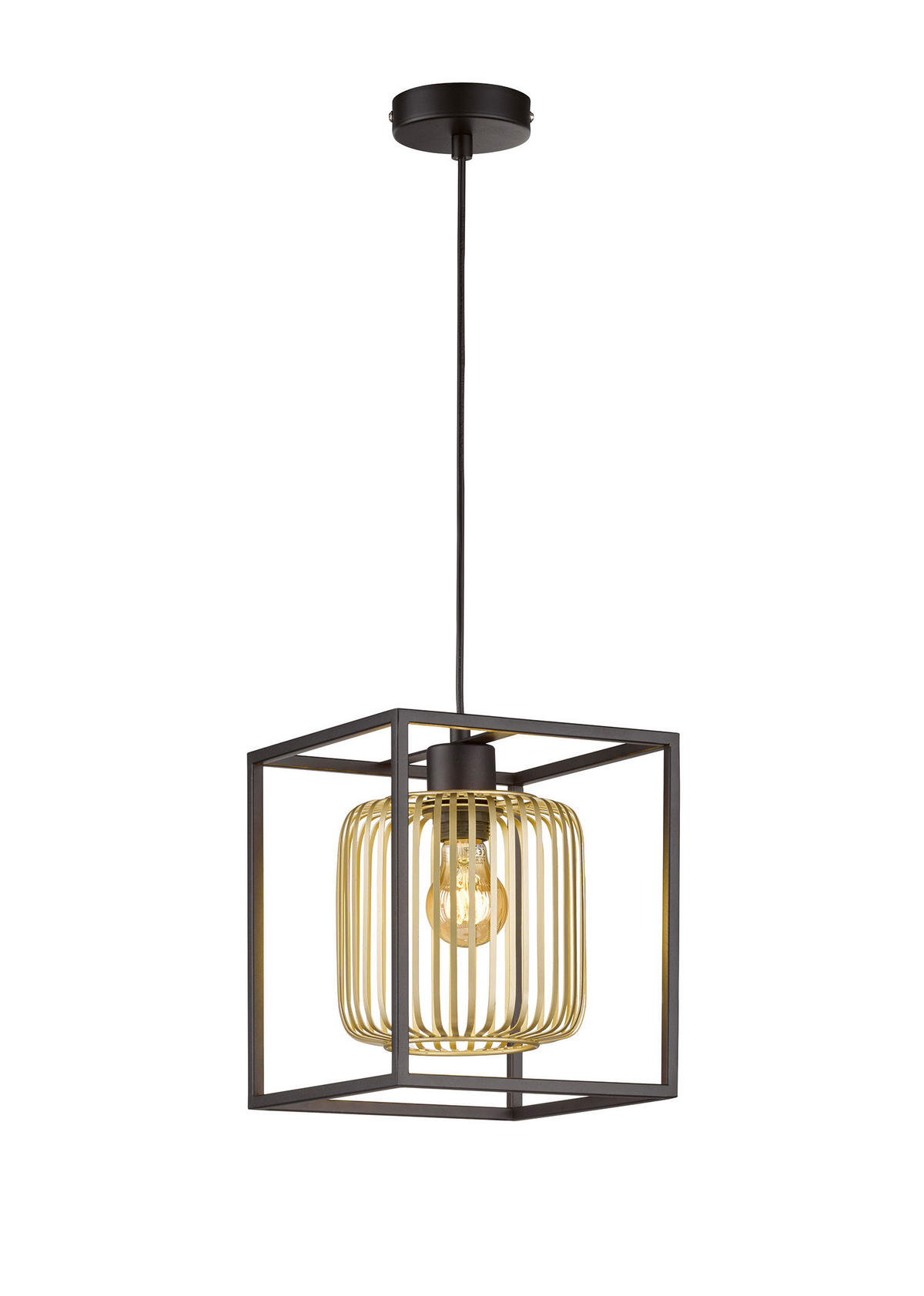 HÄNGLAMPA Caydo 23/23/160 cm  - svart/guldfärgad, Klassisk, metall (23/23/160cm) - Fischer & Honsel