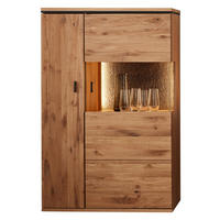 HIGHBOARD Eichefarben  90,2/141,7/37,4 cm  - Eichefarben/Anthrazit, KONVENTIONELL, Glas/Holz (90,2/141,7/37,4cm) - Linea Natura