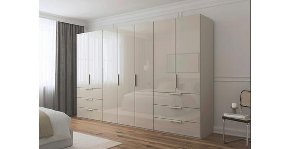 DREHTÜRENSCHRANK 350/223/61 cm,  in Champagner, 7-türig  - Champagner, Basics, Glas/Holzwerkstoff (350/223/61cm) - Novel