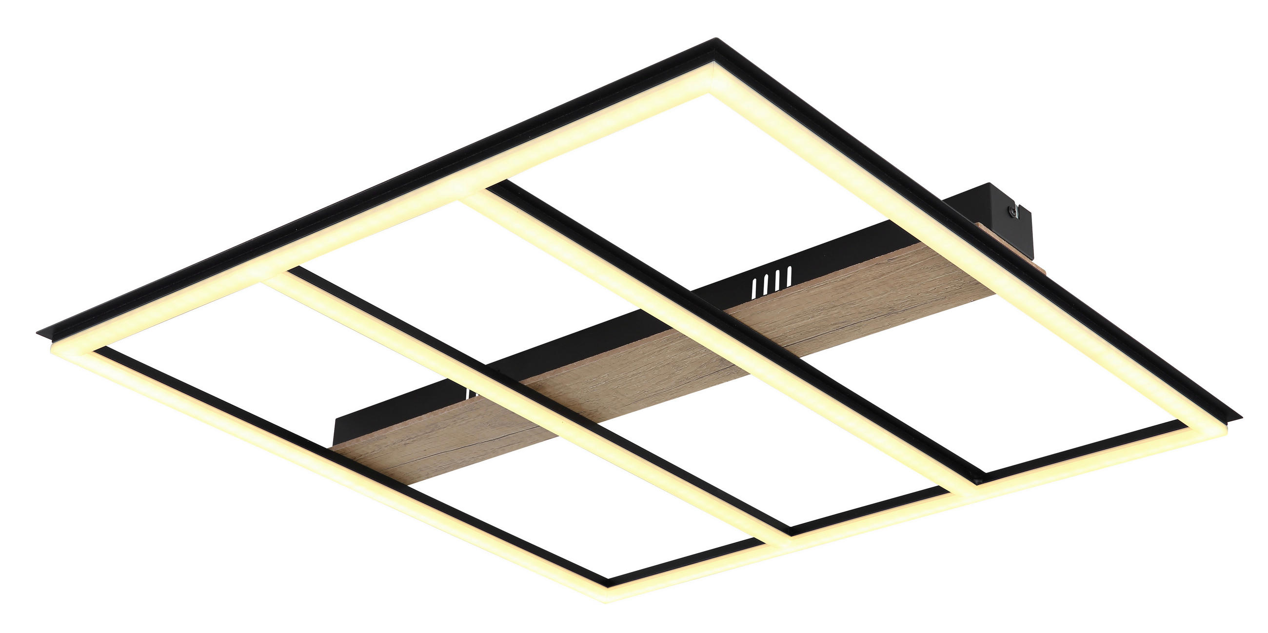 STROPNÍ LED SVÍTIDLO, 60/60/5.5 cm - tmavě hnědá/černá, Natur, kov/kompozitní dřevo (60/60/5.5cm) - Globo