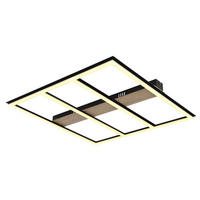 STROPNÍ LED SVÍTIDLO, 60/60/5.5 cm - tmavě hnědá/černá, Natur, kov/kompozitní dřevo (60/60/5.5cm) - Globo