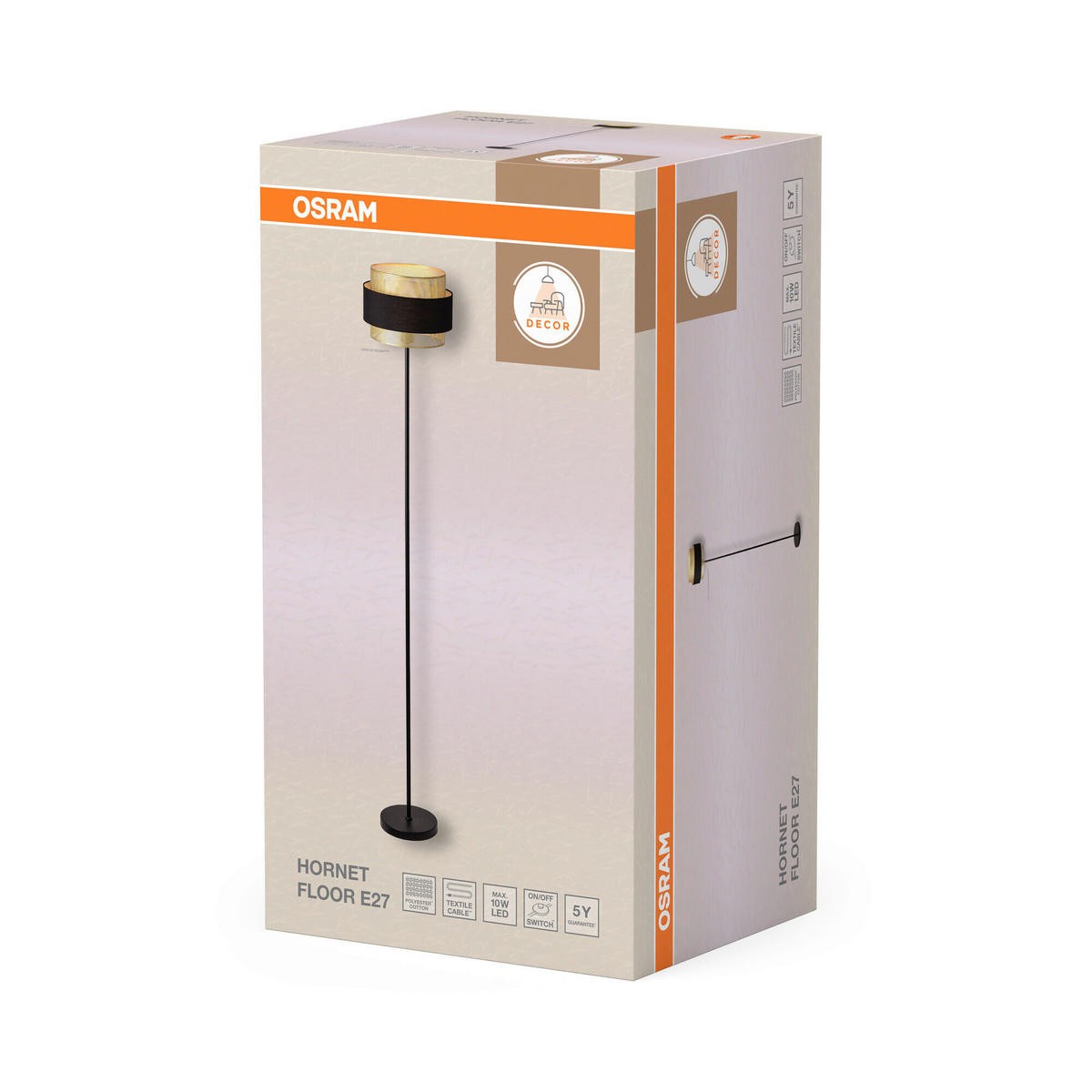 STEHLEUCHTE 30/175 cm   - Goldfarben/Schwarz, KONVENTIONELL, Textil/Metall (30/175cm) - Osram