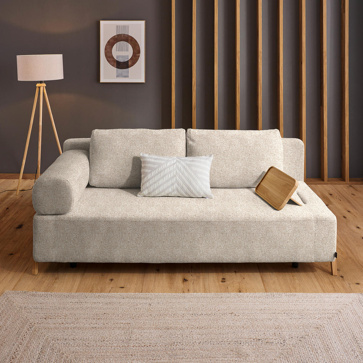 SCHLAFSOFA in Holz, Textil Beige  - Beige/Naturfarben, Design, Holz/Textil (211/88/102cm) - Niels Andersson