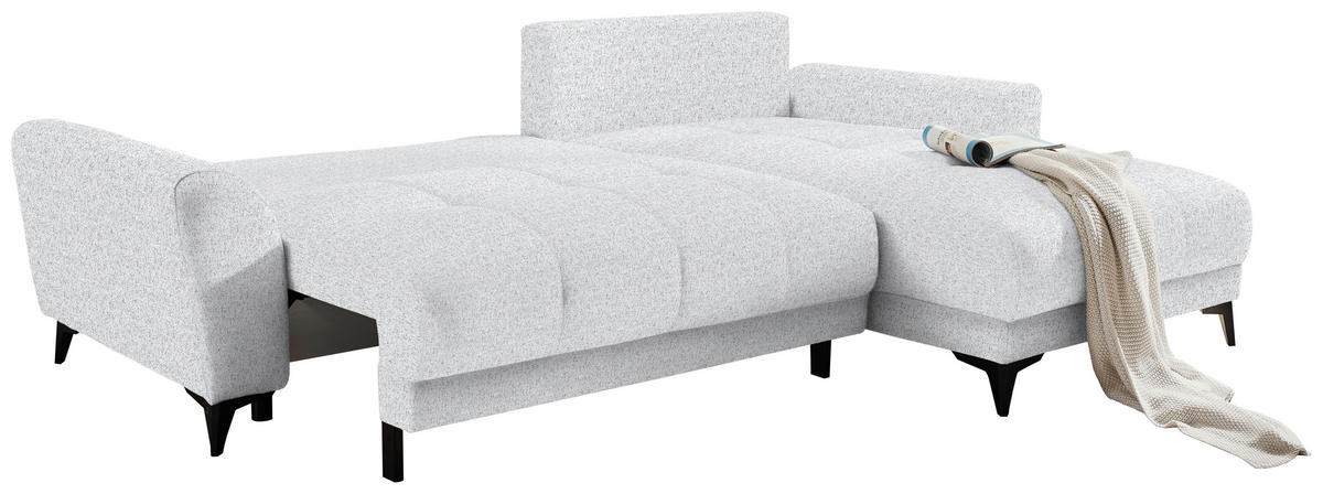 ECKSOFA in Webstoff Hellgrau  - Hellgrau/Schwarz, Modern, Kunststoff/Textil (281/189cm) - Carryhome